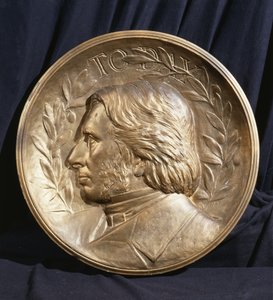 Retrato de medalhão de John Ruskin (gesso) de Andrea Carlo Lucchesi